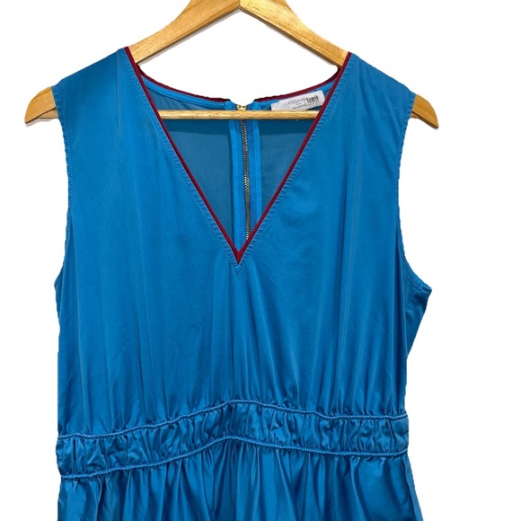 ROKSANDA COLLECTIVE Dress Blue Midi Size 12 Sleeveless Cotton V-Neck Casual EUC - Picture 8 of 16